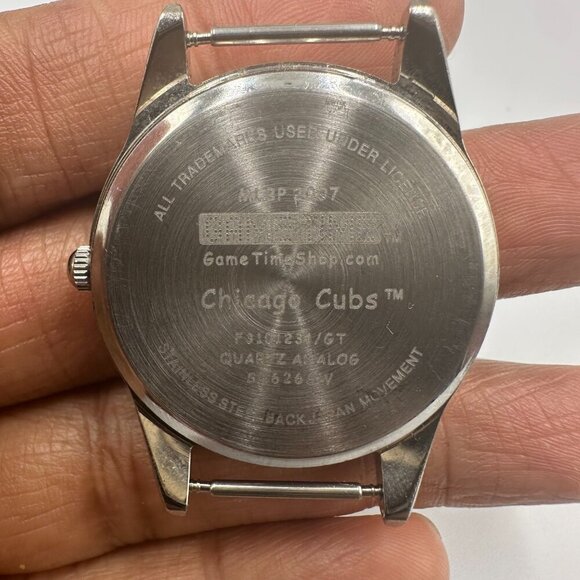 3/$30 Gametime Chicago Cubs Watch Women Silver Tone Pink Dial Case Only No Band - Picture 5 of 10